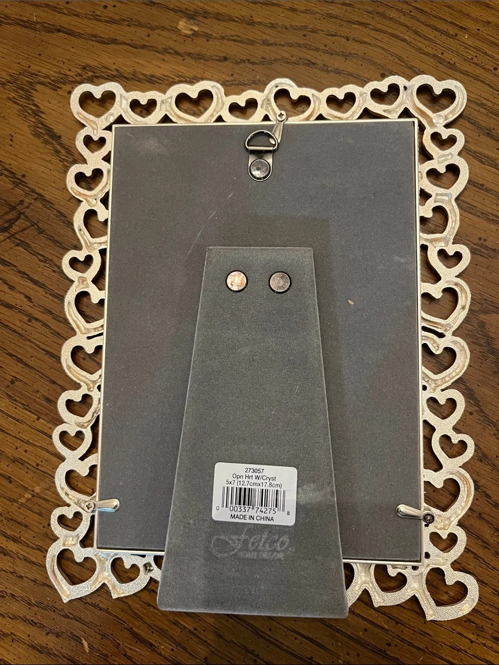 Fetco Silver Heart Accent Photo Frame, 5x7